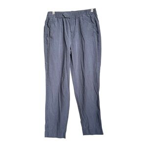 Neiman Marcus Linen Blend Trousers Tapered Leg Pants Women’s Medium Navy Blue